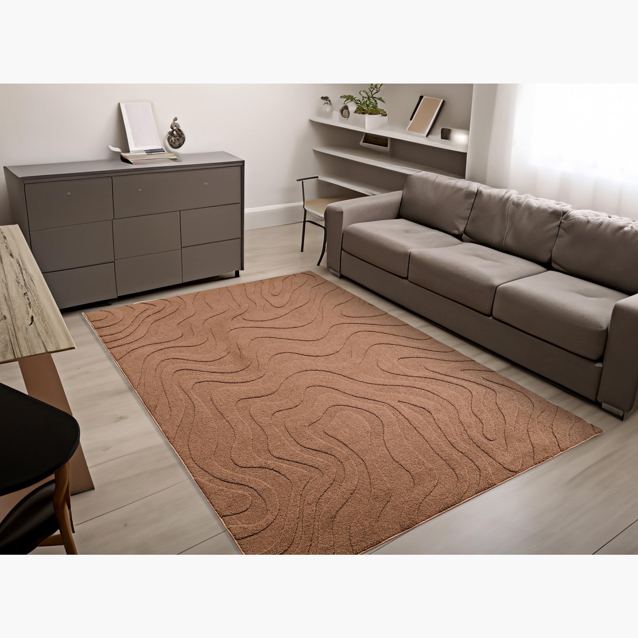 Wavy Sherpa Jacquard Ripple Sherpa Rug - 160x230 cm