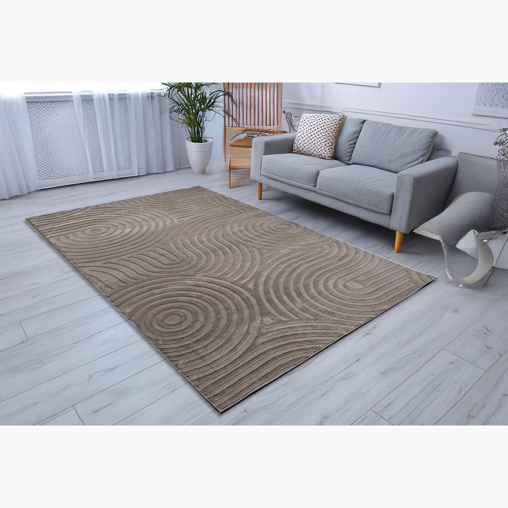 Spiral Carved Faux Rabbit Fur Rug - 230x160 cm