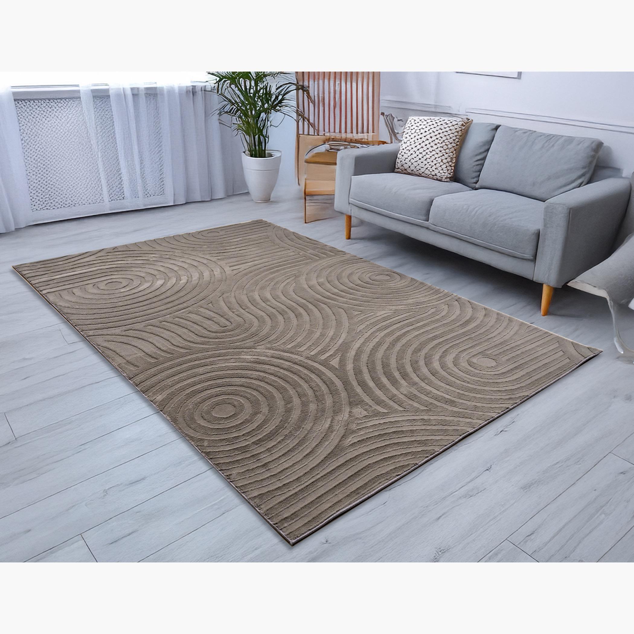Spiral Carved Rabbit Fur Rug - 300x200 cm