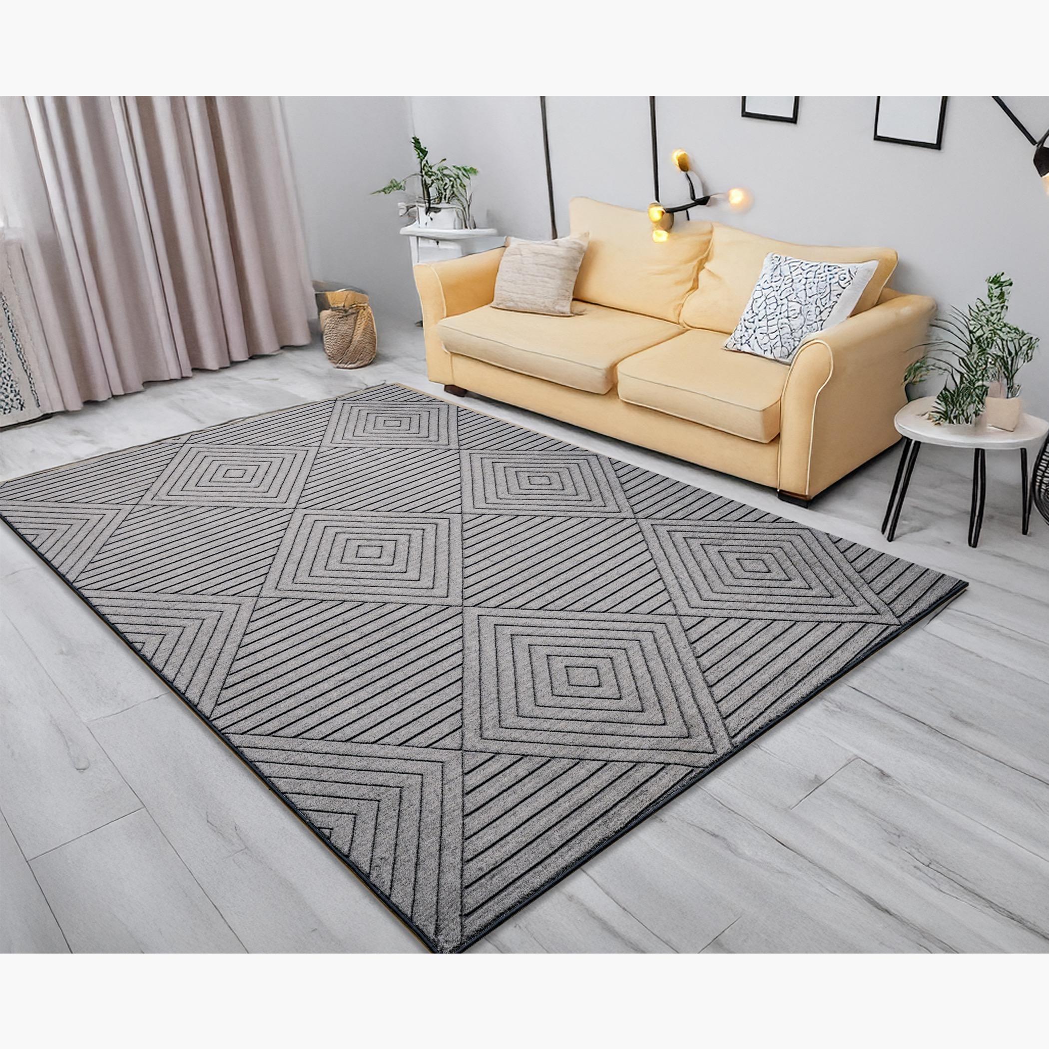 Geo Yarn Dyed Rabbit Fur Rug - 230x160 cm