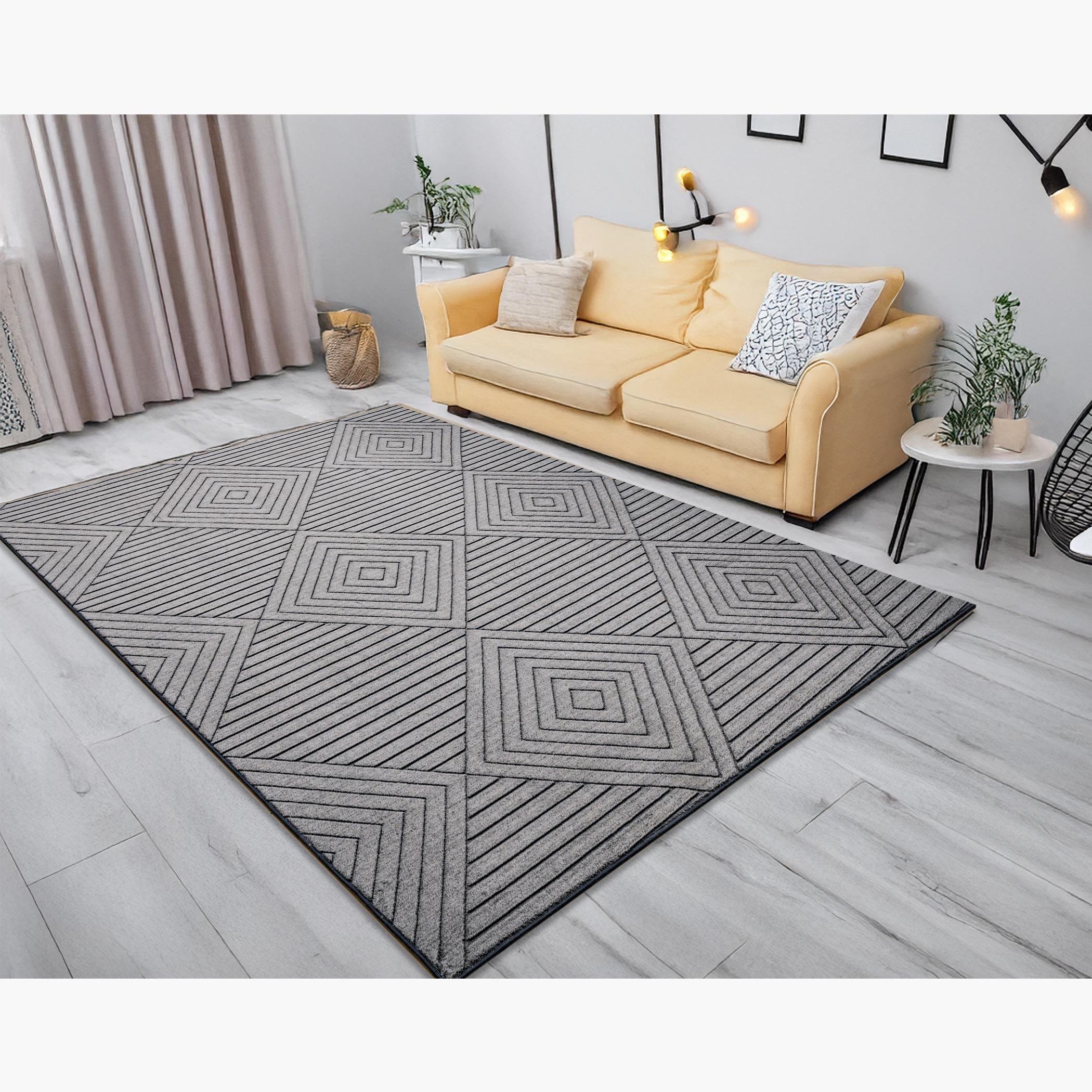 Geo Yarn Dyed Rabbit Fur Rug - 300x200 cm