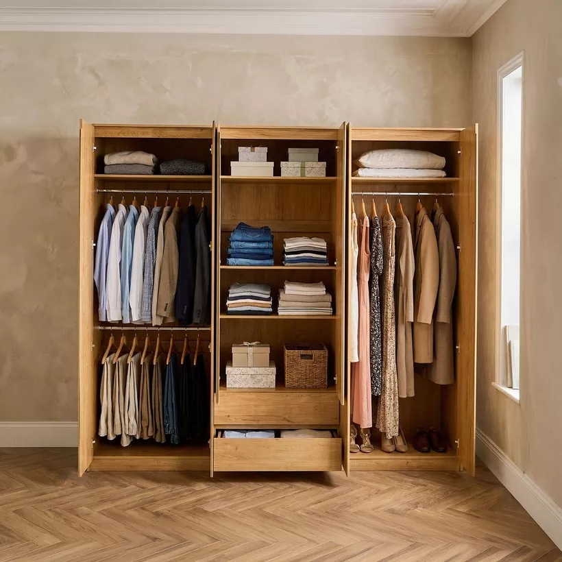 Hamburg 6-Door Wardrobe with 2 Drawers and Mirrors - Image 4