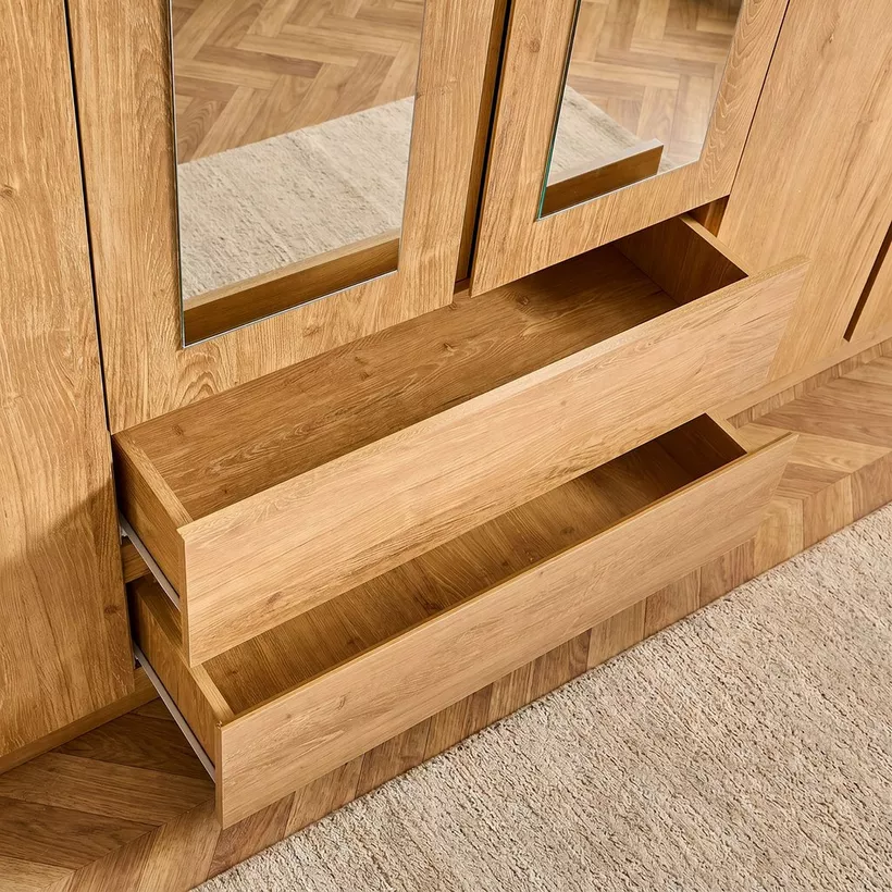 Hamburg 6-Door Wardrobe with 2 Drawers and Mirrors - Image 7