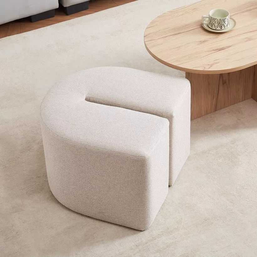 Klon Coffee Table with 2 Upholstered Stool - Image 4