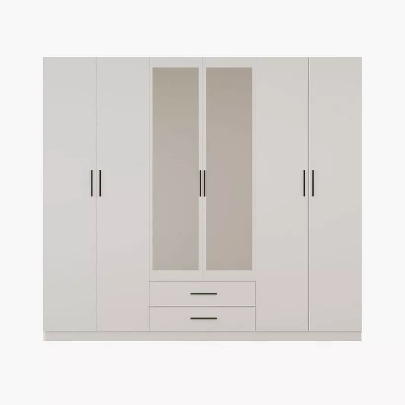 Marwell 6 Door Wardrobe with 2 Drawers and Mirrors - Image 2