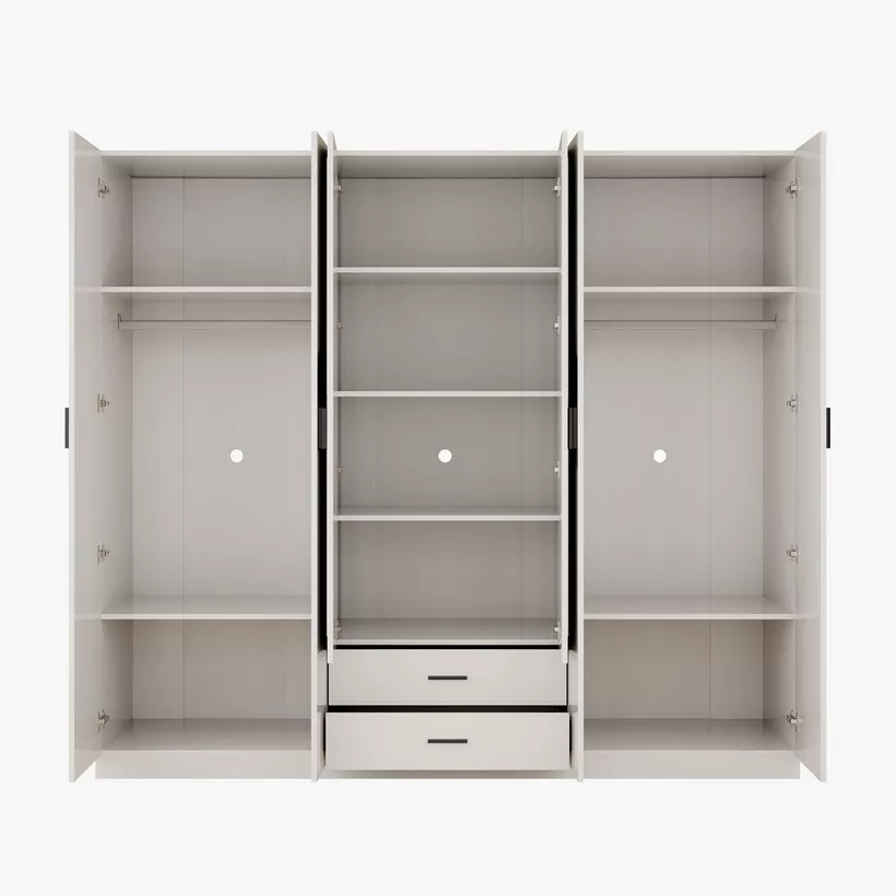 Marwell 6 Door Wardrobe with 2 Drawers and Mirrors - Image 6
