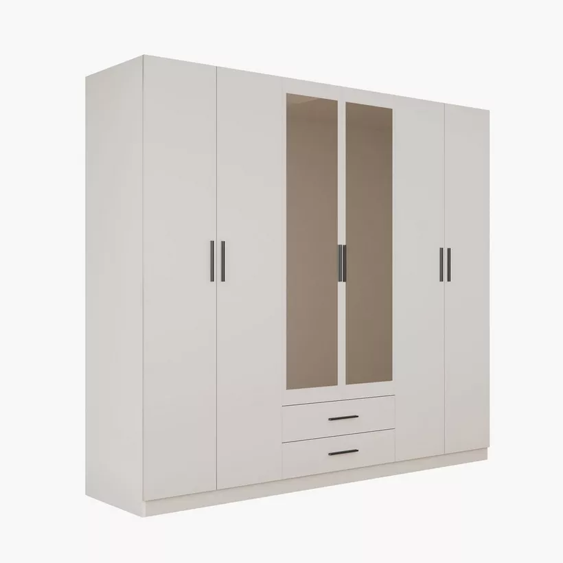 Marwell 6 Door Wardrobe with 2 Drawers and Mirrors - Image 7