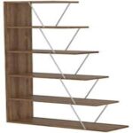 Home Canvas Tars Mini Bookcase Walnut Chrome 65x146x22cm
