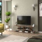Home Canvas Case TV Unit Walnut Chrome