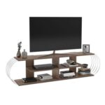 Home Canvas Case TV Unit Walnut Chrome