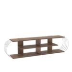 Home Canvas Case TV Unit Walnut Chrome
