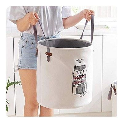 Cat Pattern Storage Basket White/Black - Image 2
