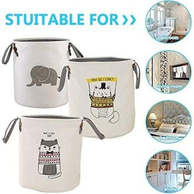 Cat Pattern Storage Basket White/Black - Image 5