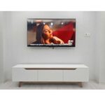 Tv Unit Modern Free Standing Tv Stand 180 Cm - White And Walnut