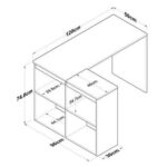 Study Office Computer Desk Corner Table With 4 Shelves 120Cm White - Walnut