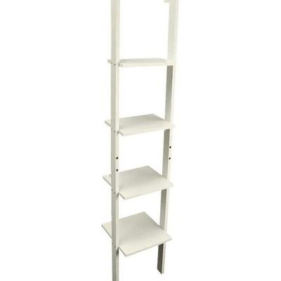 4 Tier Wooden Ladder Wall Shelf Unit White 35x163x45cm