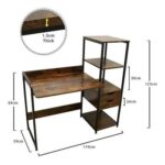 4-Tier Computer Desk With Storage Shelves Brown 119x123x59cm