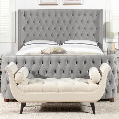 Brooklyn Button Tufted Upholstered Queen Bed 160x200cm Bed Frame- Elegant Upholstered Bed with Vertical Stitching - Modern Design with Padded Headboard - Sturdy Base - Soft Fabric Finish - Ideal for Bedrooms & Villas - Image 2