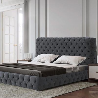 Abberton Buttoned Velvet Upholstered 160X200 Queen Bed