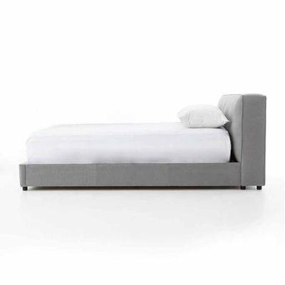 Chelsea Queen Bed Frame 160x200cm-Grey-Elegant Upholstered Bed with Plain Headboard-Modern Design with Padded Headboard-Sturdy Base-Soft Fabric Finish-Ideal for Bedrooms & Villas - Image 3