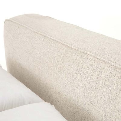 Chelsea Queen Bed Fabric Bed Frame 160x200cm-Ivory-Elegant Upholstered Bed with Plain Headboard-Modern Design with Padded Headboard-Sturdy Base-Soft Fabric Finish-Ideal for Bedrooms & Villas - Image 4