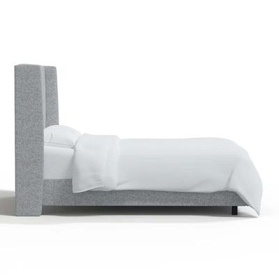 Goodrich Velvet Upholstered King Bed Frame 180x200cm-Grey-Elegant Upholstered Bed with Plain Headboard-Modern Design with Wingback Headboard-Sturdy Base-Soft Fabric Finish-Ideal for Bedrooms & Villas - Image 4