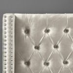Aiden Velvet Queen Bed Frame 160x200cm-Beige-Elegant Upholstered Bed with Button Tufted-Modern Design with Wing Headboard-Sturdy Base-Soft Fabric Finish-Ideal for Bedrooms & Villas