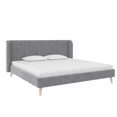 Holly Upholstered Platform Queen Bed Frame 160x200cm-Grey-Modern Low-Profile Bed with Padded Headboard-Elegant Fabric Upholstery-Sturdy Base Support-Minimalist Design for Contemporary Bedrooms & Apartments - Image 4