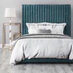 Abid Upholstered Super King Bed Frame 200x200cm-Teal-Elegant Upholstered Bed with Channel Tufted-Modern Design with Tall Headboard-Sturdy Base-Soft Fabric Finish-Ideal for Bedrooms & Villas