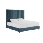Abid Upholstered Super King Bed Frame 200x200cm-Teal-Elegant Upholstered Bed with Channel Tufted-Modern Design with Tall Headboard-Sturdy Base-Soft Fabric Finish-Ideal for Bedrooms & Villas