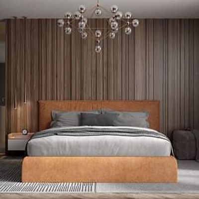 Pyburn Upholstered Single Bed Frame 100x200cm-Brown - Elegant Upholstered Bed - Modern Design with Padded Headboard - Sturdy Base - Soft Fabric Finish - Ideal for Bedrooms & Villas