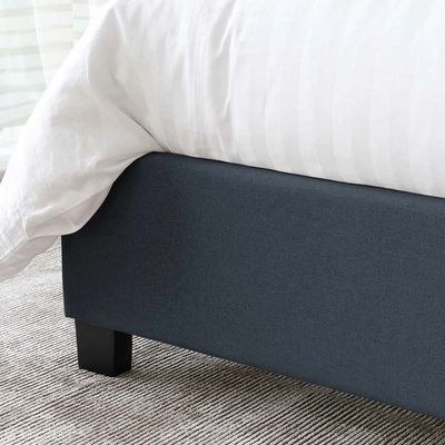 Bella Wingbed Single Bed Frame 100x200cm-Navy-Elegant Upholstered Bed with Channel Tufted-Modern Design with Padded Headboard-Sturdy Base-Soft Fabric Finish-Ideal for Bedrooms & Villas - Image 5