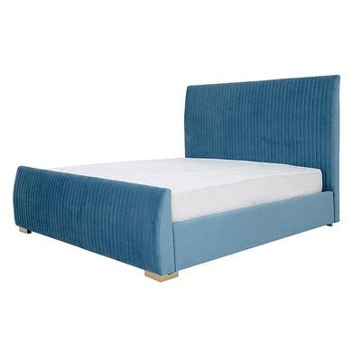 Harmony Plate Tufted Single Bed Frame 120x200cm-Blue-Elegant Upholstered Bed with Channel Tufted-Modern Design with Padded Headboard-Sturdy Base-Soft Fabric Finish-Ideal for Bedrooms & Villas - Image 3