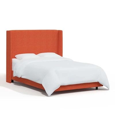 Goodrich Velvet Upholstered King Bed Frame 180x200cm-Orange-Elegant Upholstered Bed with Plain Headboard-Modern Design with Wingback Headboard-Sturdy Base-Soft Fabric Finish-Ideal for Bedrooms & Villas - Image 2