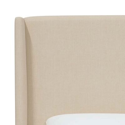Goodrich Velvet Upholstered Single Bed Frame 120x200cm-Beige-Elegant Upholstered Bed with Plain Headboard-Modern Design with Wingback Headboard-Sturdy Base-Soft Fabric Finish-Ideal for Bedrooms & Villas - Image 4