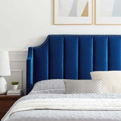Daniella Channel Tufted Single Bed Frame 100x200cm-Navy -Elegant Upholstered Bed with Vertical Stitch Headboard-Modern Design with Soft Fabric Finish-Sturdy Base-Perfect for Contemporary Bedrooms & Villas - Image 2