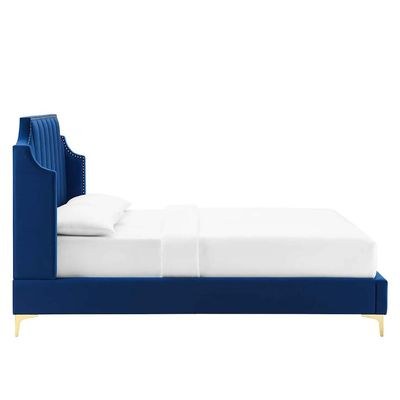 Daniella Channel Tufted Single Bed Frame 100x200cm-Navy -Elegant Upholstered Bed with Vertical Stitch Headboard-Modern Design with Soft Fabric Finish-Sturdy Base-Perfect for Contemporary Bedrooms & Villas - Image 5