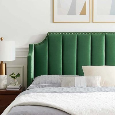 Daniella Channel Tufted Single Bed Frame 120x200cm-Green-Elegant Upholstered Bed with Vertical Stitch Headboard-Modern Design with Soft Fabric Finish-Sturdy Base-Perfect for Contemporary Bedrooms & Villas - Image 2