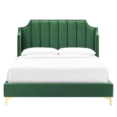 Daniella Channel Tufted Single Bed Frame 120x200cm-Green-Elegant Upholstered Bed with Vertical Stitch Headboard-Modern Design with Soft Fabric Finish-Sturdy Base-Perfect for Contemporary Bedrooms & Villas - Image 3