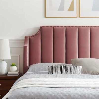 Daniella Channel Tufted Single Bed Frame 100x200cm-Pink -Elegant Upholstered Bed with Vertical Stitch Headboard-Modern Design with Soft Fabric Finish-Sturdy Base-Perfect for Contemporary Bedrooms & Villas - Image 2
