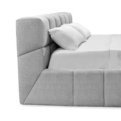 Brix Single Bed Frame 100x200cm-Light Grey-Elegant Upholstered Bed with Channel Tufted-Modern Design with Padded Headboard-Sturdy Base-Soft Fabric Finish-Ideal for Bedrooms & Villas - Image 4
