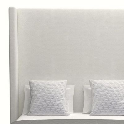 Nora Tall Headboard Upholstered Single Bed Frame 100x200cm-White-Elegant Upholstered Bed with Wingback-Modern Design with High Headboard-Sturdy Base-Soft Fabric Finish-Ideal for Bedrooms & Villas - Image 4