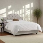 Arch Button Tufted Upholstered Single Bed Frame 120x200cm - Elegant Medium Size Bed with Padded Headboard - Classic Design with Soft Fabric Finish - Sturdy Base - Ideal for Kids, Guest Rooms & Compact Spaces