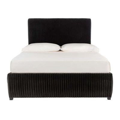 Hazel Pleated Velvet 120X200 Single Bed/Black - Image 2