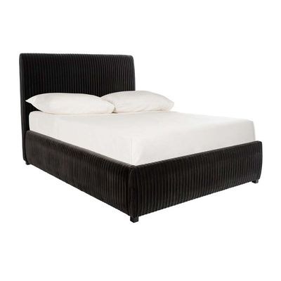 Hazel Pleated Velvet 120X200 Single Bed/Black - Image 3