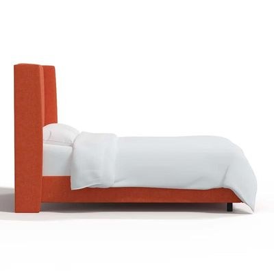Goodrich Velvet Upholstered King Bed Frame 180x200cm-Orange-Elegant Upholstered Bed with Plain Headboard-Modern Design with Wingback Headboard-Sturdy Base-Soft Fabric Finish-Ideal for Bedrooms & Villas - Image 3