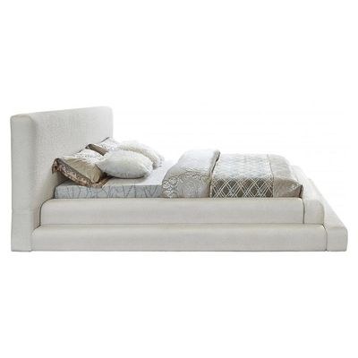 Devine Premium Queen Bed Frame 160x200cm-Cream-Elegant Upholstered Bed-Modern Low Profile Design-Sturdy Base-Soft Fabric Finish-Ideal for Bedrooms & Villas - Image 4