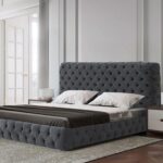 Abberton Buttoned Velvet Upholstered 200X200 Super King Bed