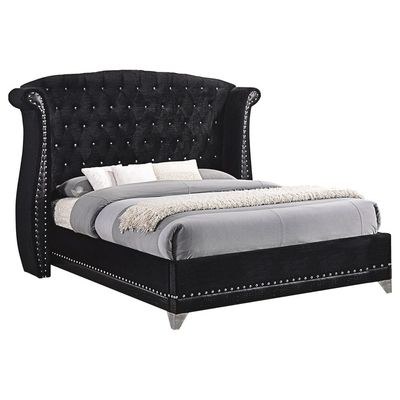 Tamsin Black Wingback Upholstered 100X200 Single Bed