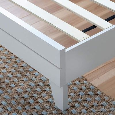 Shiplap White MDF Laminate Wood Panel Platform 100X200 Single Bed - Image 4